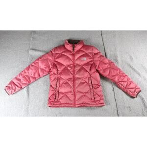 The North Face Puffer Womens M Pink Satin Goose 550 Down Aconcagua Stow Vintage